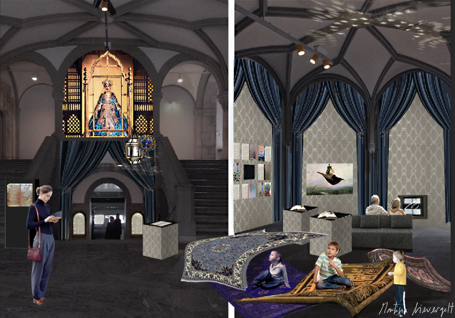 Raumvisualisierung: Ausstellung: Märchen, Magie und Trudi Gerster. Schweizerisches Nationalmuseum Zürich. Szenografie: Martina Nievergelt