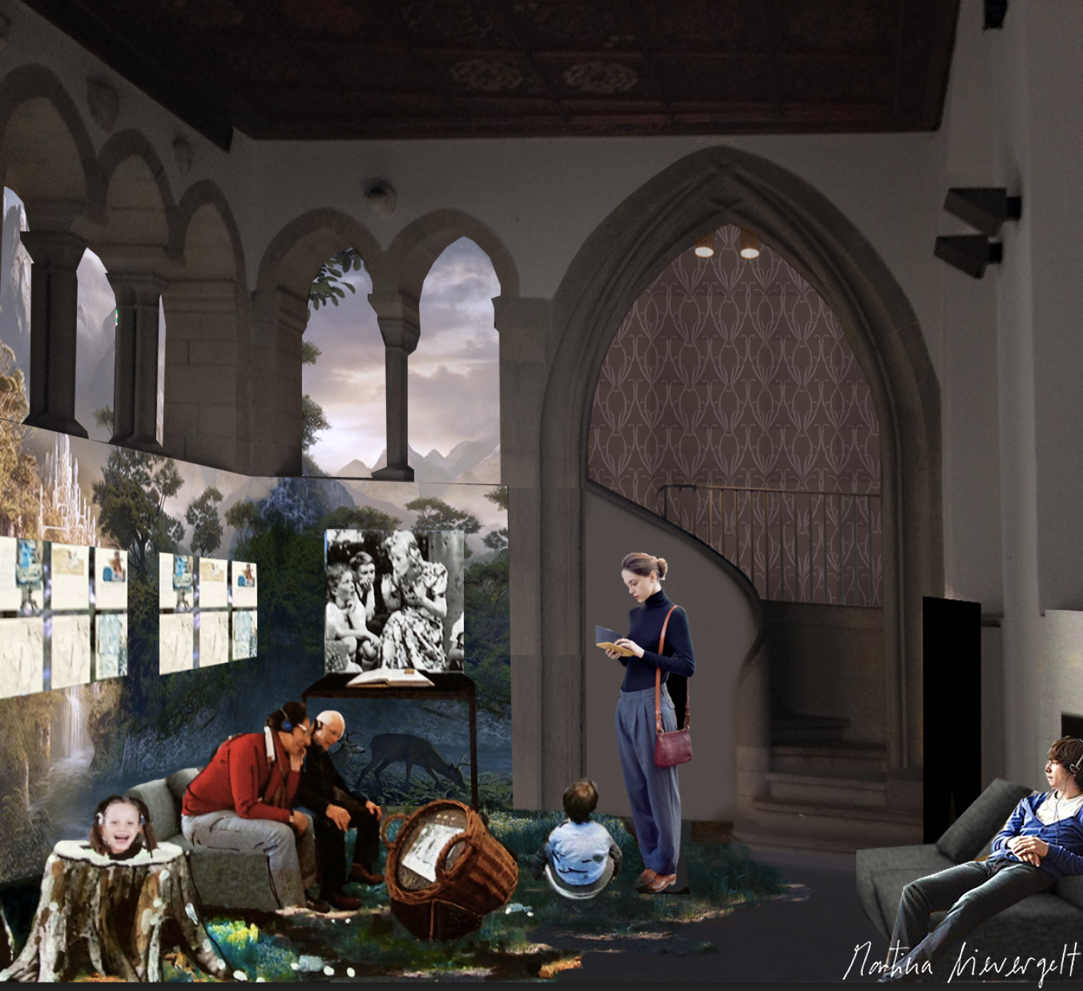Raumvisualisierung: Ausstellung: Märchen, Magie und Trudi Gerster. Schweizerisches Nationalmuseum Zürich. Szenografie: Martina Nievergelt