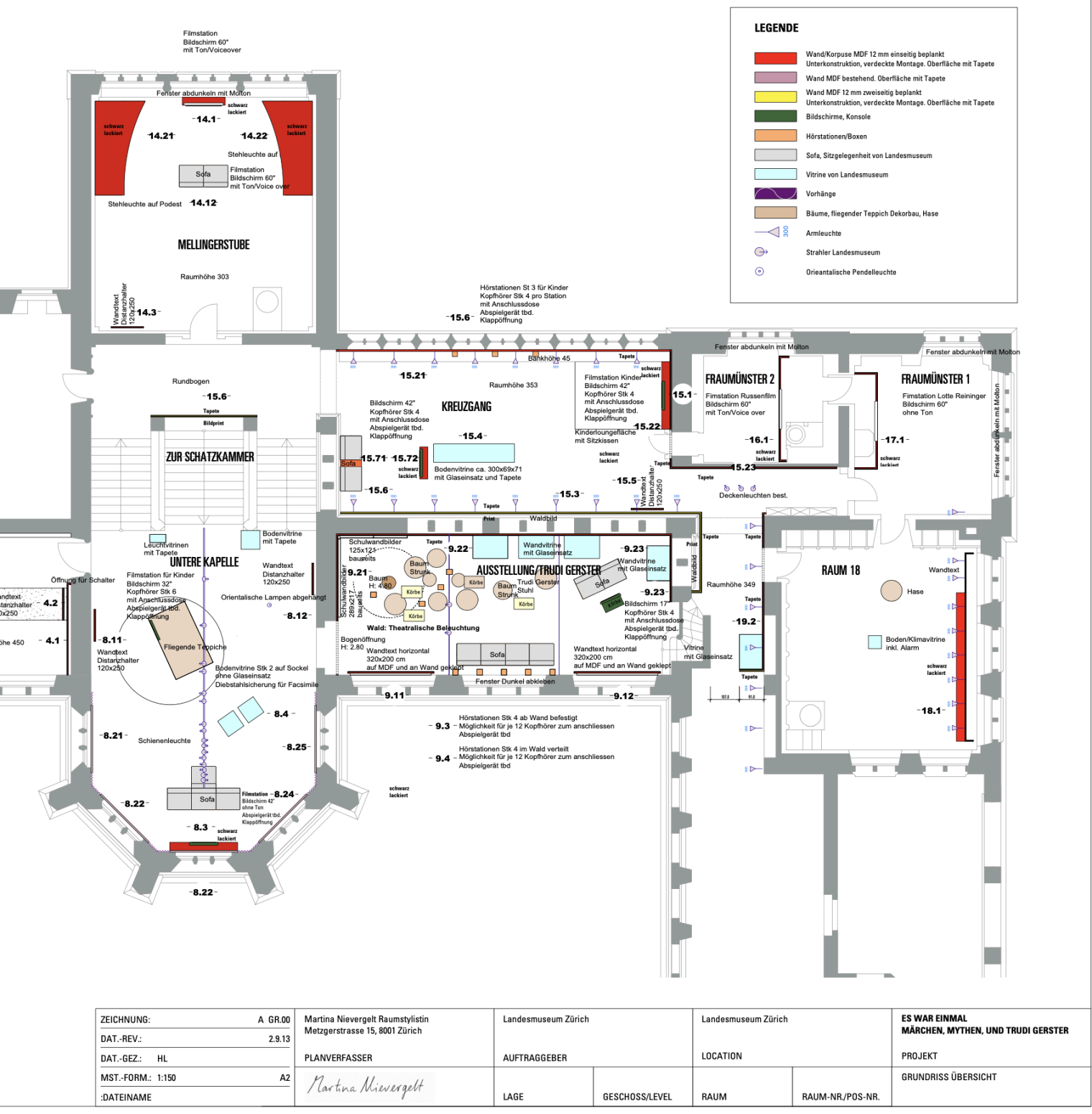 Planansicht: Ausstellung: Märchen, Magie und Trudi Gerster. Schweizerisches Nationalmuseum Zürich. Szenografie: Martina Nievergelt