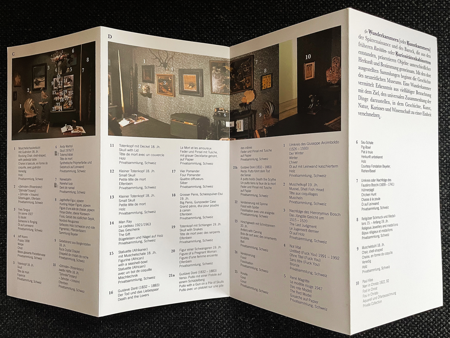 Saalplan der Wunderkammer. Die Ausstellung Cooperations in der Fondation Beyeler feiert die Kooperation des Museums mit Privatsammlungen. Szenografie und Gestaltungskonzept der Wunderkammer von Martina Nievergelt