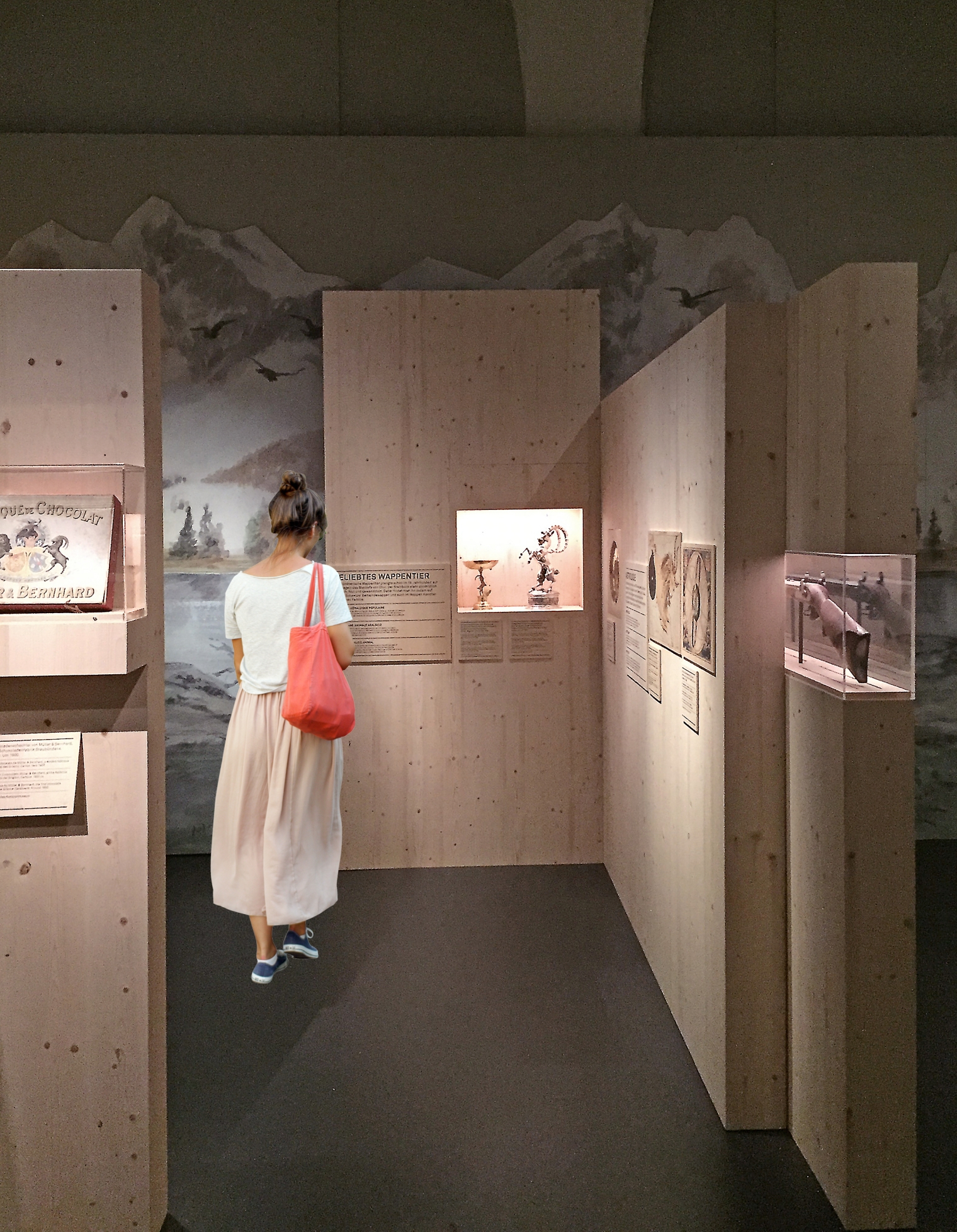 Ausstellung: Tierisch schweizerisch im Schweizerisches Nationalmuseum Zürich. Szenografie und Gestaltungskonzept von Martina Nievergelt