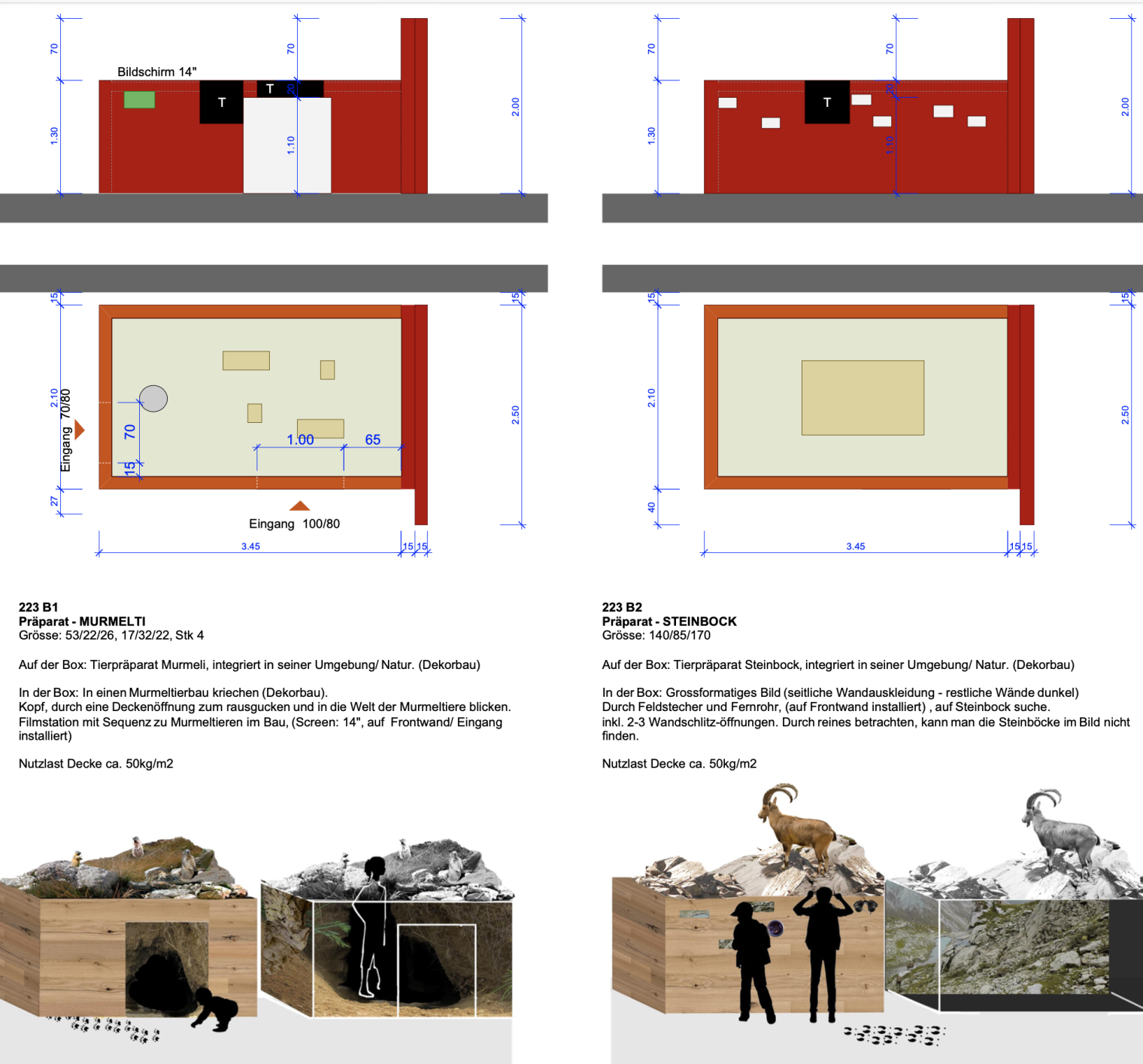 Detailansicht Plan für die Ausstellung: Tierisch schweizerisch im Schweizerisches Nationalmuseum Zürich. Szenografie und Gestaltungskonzept von Martina Nievergelt