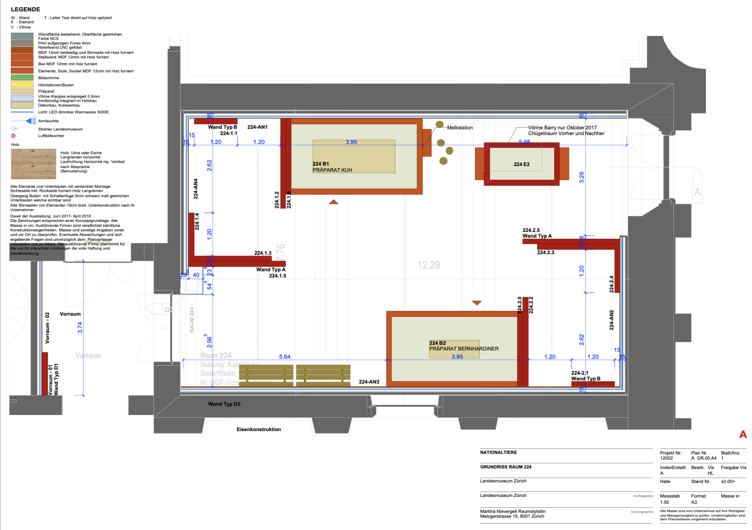 Detailansicht Plan für die Ausstellung: Tierisch schweizerisch im Schweizerisches Nationalmuseum Zürich. Szenografie und Gestaltungskonzept von Martina Nievergelt