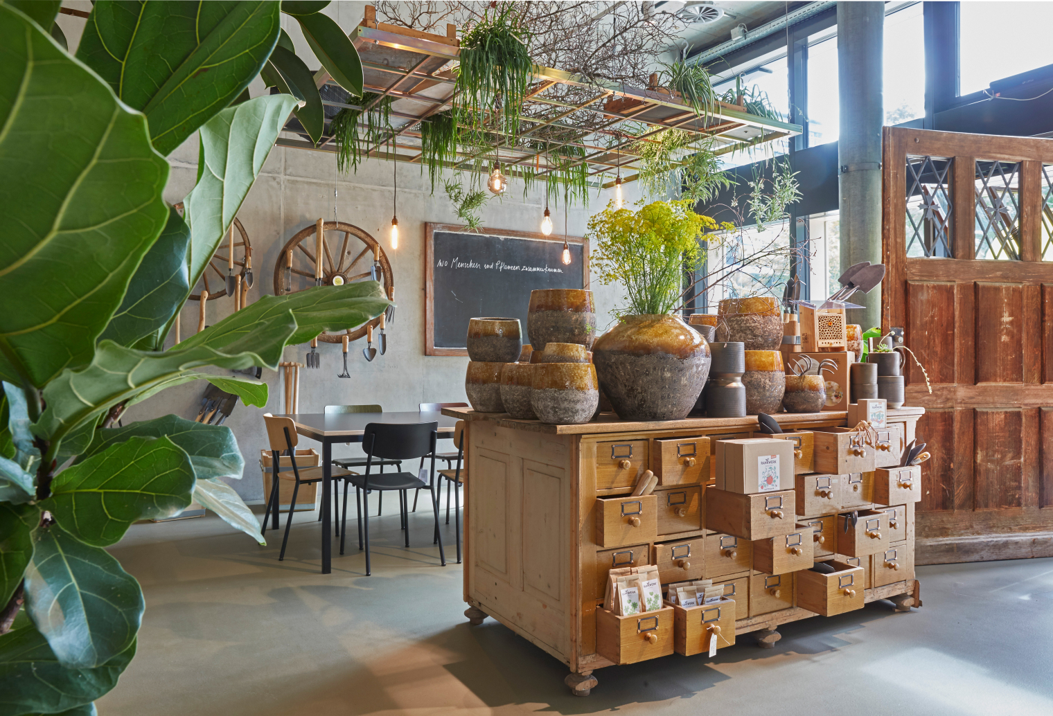 Interior. zum wilden Gärtner Pflanzen Gärtnerei. Store. Interior Design und Gestaltungskonzept von Martina Nievergelt. Fotografie von Sava Hlavacek