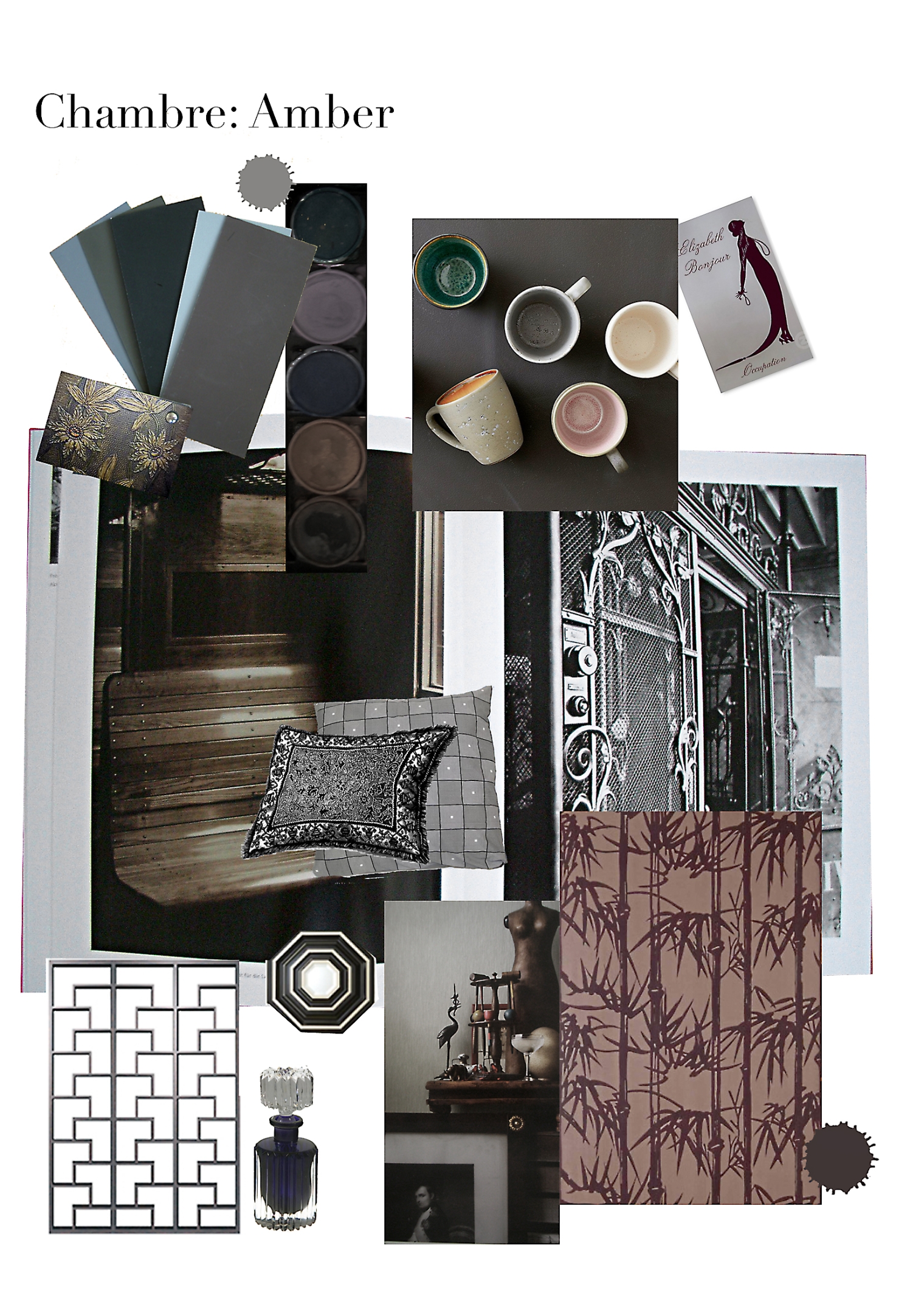Moodboard. Zimmerausstattung. Look and Feel. Room Amber