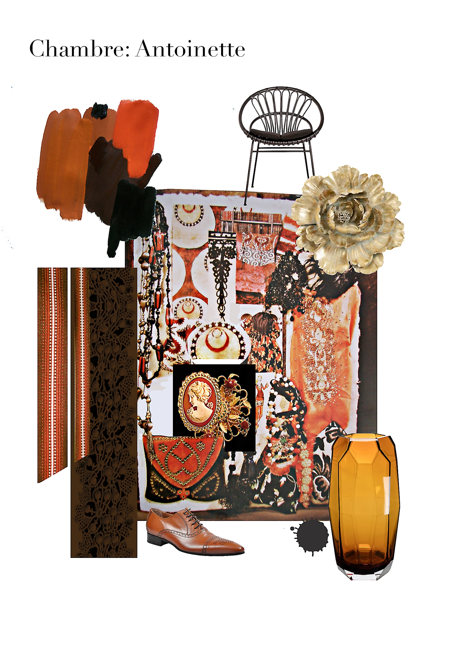 Moodboard. Zimmerausstattung. Look and Feel. Room Antoinette