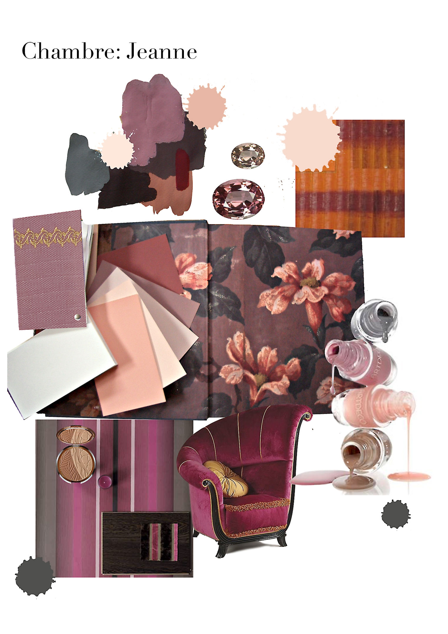 Moodboard. Zimmerausstattung. Look and Feel. Room Jeanne
