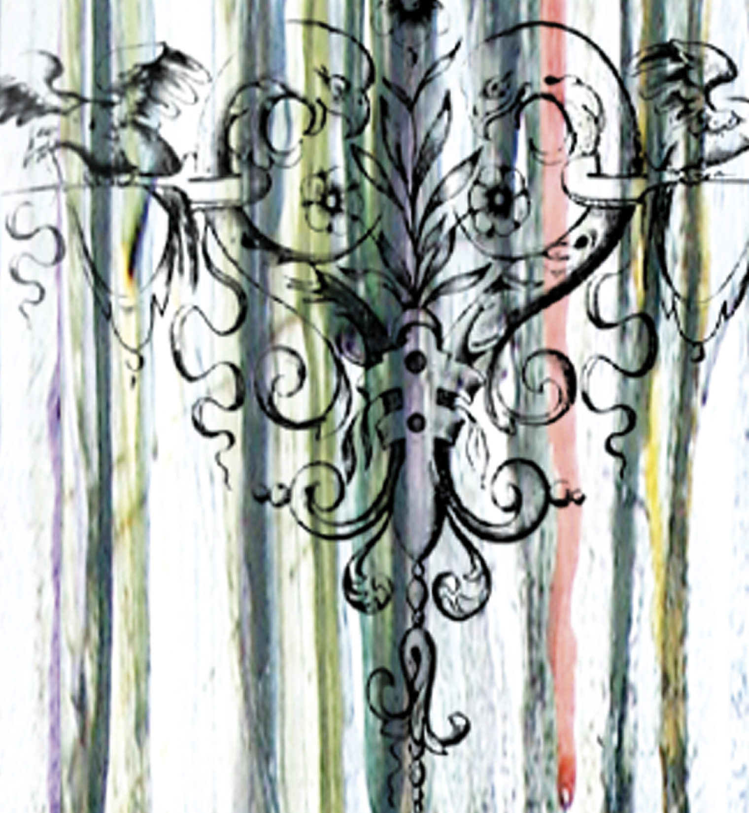Raumvisualisierung. Detailansicht. Wandgestaltung Individuelle Tapete in deinem Raum. Einzelanfertigung. Tapetendesign von Martina Nievergelt