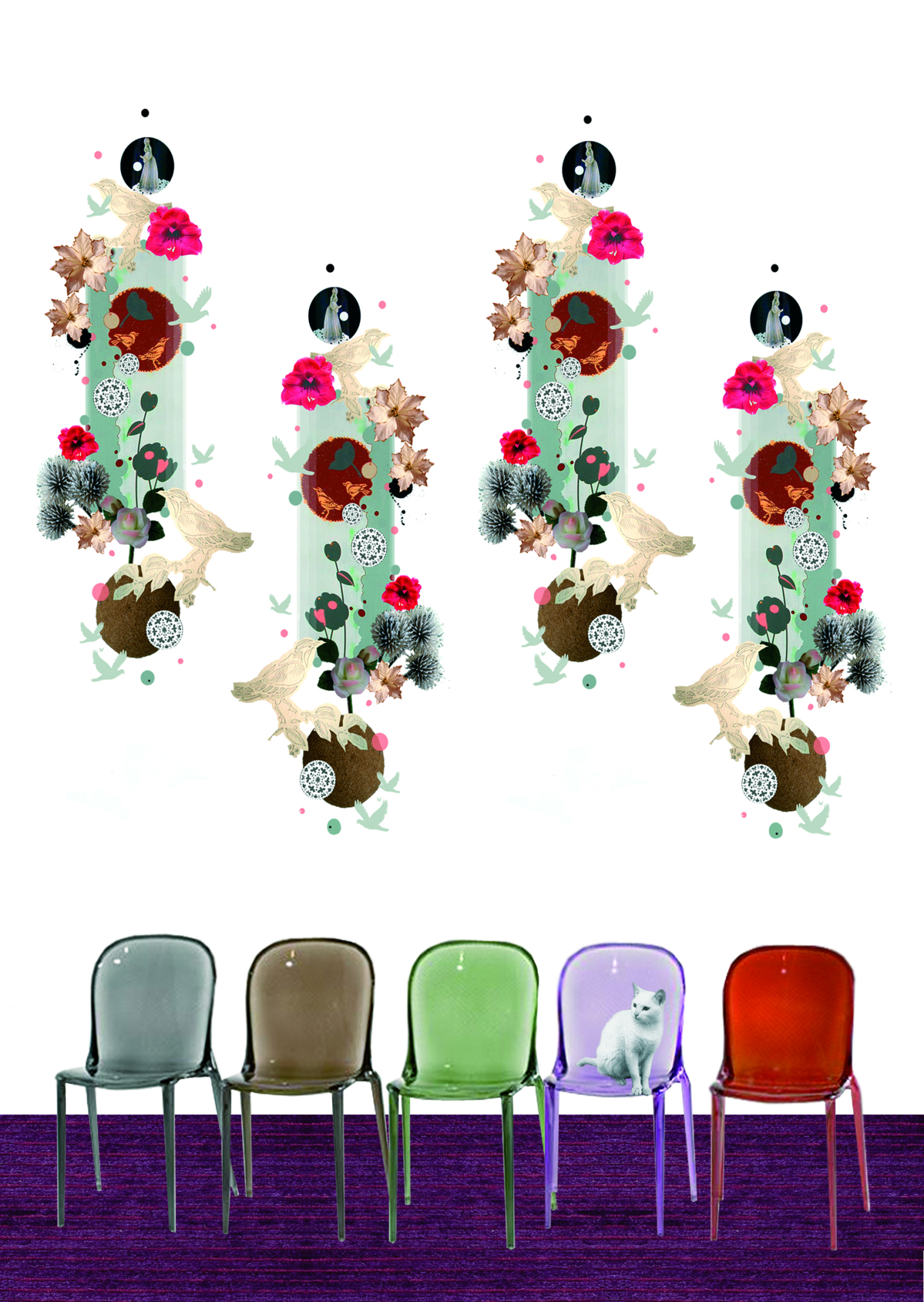 Raumvisualisierung. Wandgestaltung malerei. Individuelle Tapete in deinem Raum. Einzelanfertigung. Tapetendesign von Martina Nievergelt