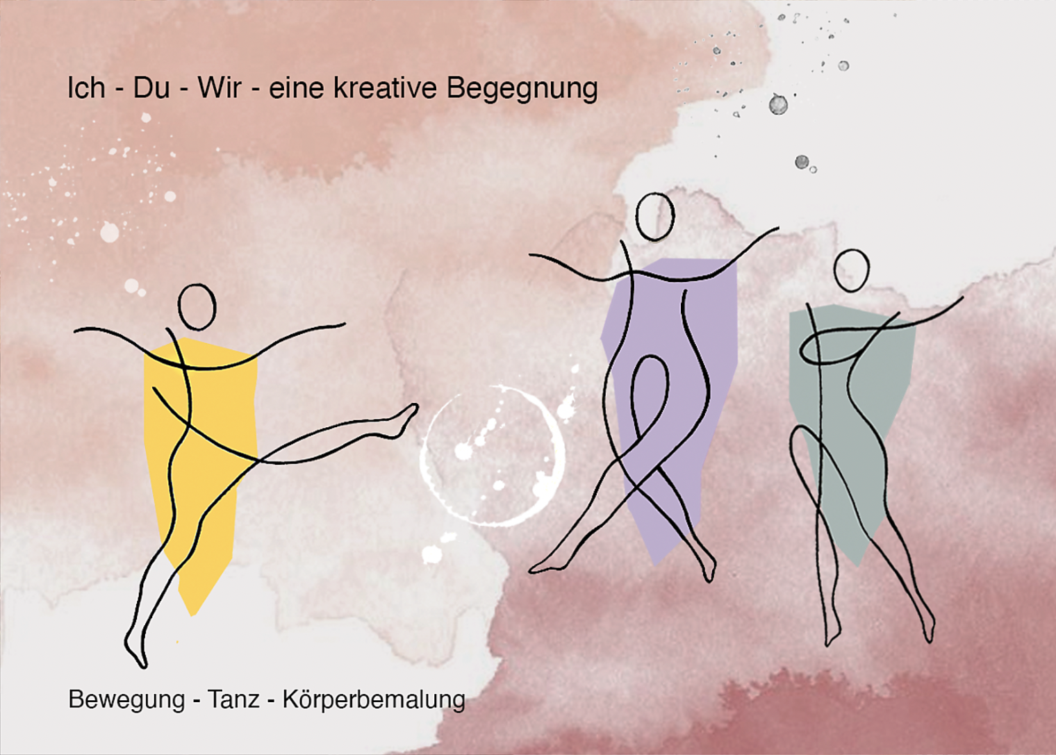 Dieser Workshop richtet sich an Frauen, die sich mit Kreativität, Tiefe und Hingabe bereichern wollen. Vertiefe deine Körperwahrnehmung mit allen Sinnen. Du erhältst Raum für eigene Prozesse sowie für kollektive Erfahrungen und Freude an der Bewegungsvielfalt. Es wird experimentiert, geforscht und getanzt. Malen ist Bewegung, ist ein Symbolisierungsprozess. Der Pinsel soll über unseren nackten Oberkörper tanzen. Eine körpernahe, intime Kunstform und intuitive Verdichtung von Imaginärem. Inneres wird nach aussen sichtbar und somit besser wahrnehmbar. Im Zauber dieser Entdeckung finden Experimentierfreude, Improvisation und eigene Kreativität Raum für die Entfaltung von eigenen Wünschen, Ideen, Träumen, Phantasien und Grenzen, losgelöst vom Alltag
