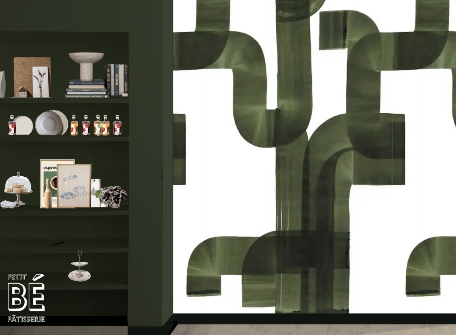 Raumvisualisierung. Interior Design. Patisserie Gestaltungskonzept Szenografie